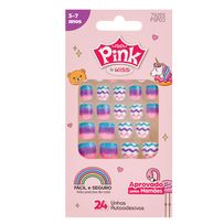 Unha Kiss New York Pink Infantil Rainbow 24 unidades