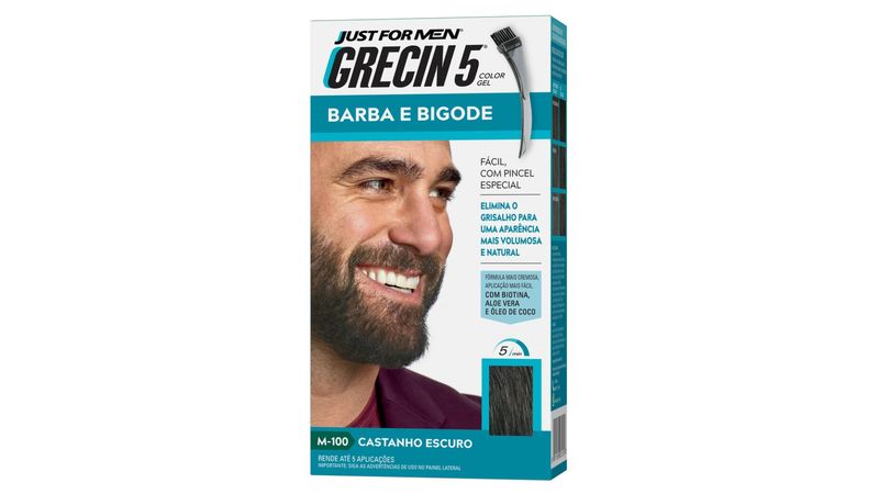 Gel Color Grecin 5 Barba E Bigode Castanho Escuro 120ml Drogaria