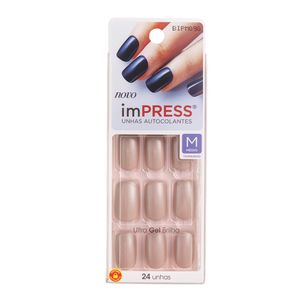 Unhas Autocolantes Impress Kiss New York Color Sea Sand Médio 24 Unidades