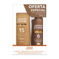 Kit Cenoura E Bronze Protetor Solar Com Cor Fps15 110ml + Óleo Bronzeador Fps6 110ml