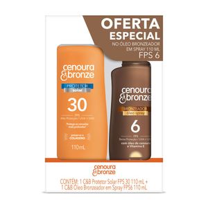 Kit Cenoura E Bronze Protetor Solar Corporal Fps30 110ml + Óleo Bronzeador Fps6 110ml