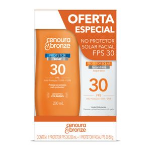 Kit Cenoura E Bronze Protetor Solar Corporal Fps30 200ml +Protetor Solar Facial Fps30 50g
