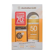 Kit Australian Gold Protetor Solar Gel Creme Facial Fps50 50g + Protetor Solar Gel Creme Corporal Fps50 200g