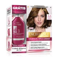 Kit Loreal Paris Tintura Imédia Excellence Creme 5.3 - Castanho Claro Dourado