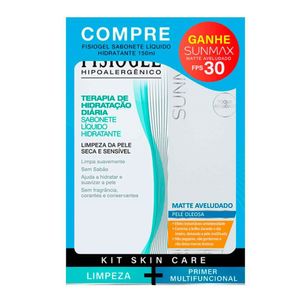 Sabonete Líquido Fisiogel Terapia De Hidratação 150ml + Protetor Solar Gel Creme Sunmax Matte Aveludado Fps30 50ml