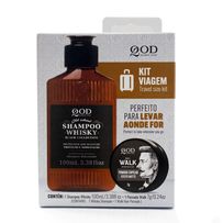 Kit Viagem Qod Barber Shop Shampoo Whisky 100ml + Pomada Capilar Walk Efeito Matte 7g