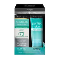 Kit Neutrogena Protetor Solar Facial Sun Fresh Derm Care Fps70 Sem Cor 40g + Gel De Limpeza Purified Skin 60g