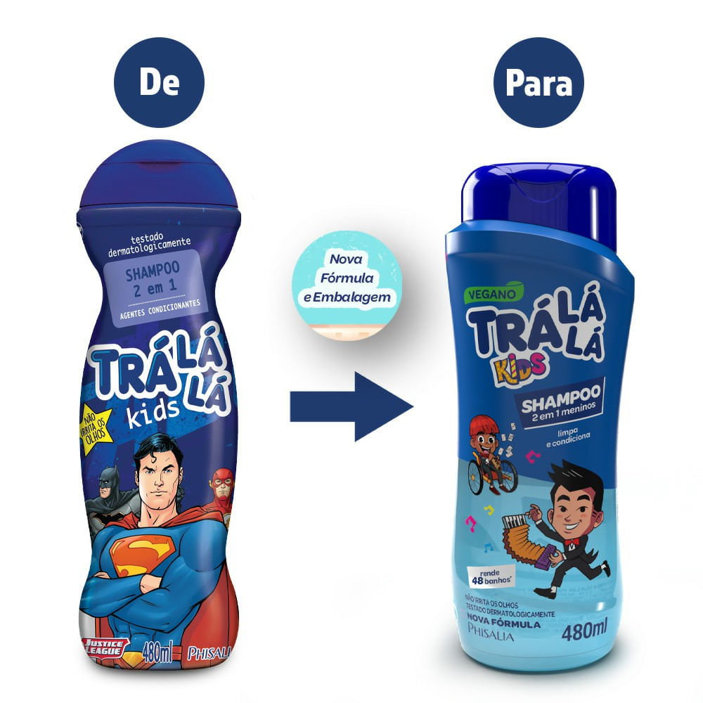 Shampoo Trá Lá Lá Kids 2 em 1 Meninos 480ml - Drogaria Venancio