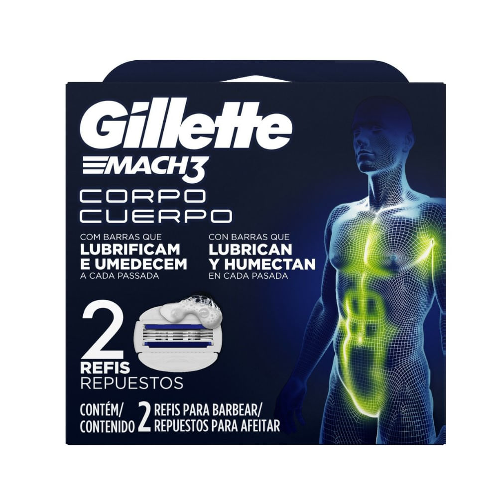 Carga Para Aparelho De Depilar Gillette Mach3 Corpo 2 Unidades