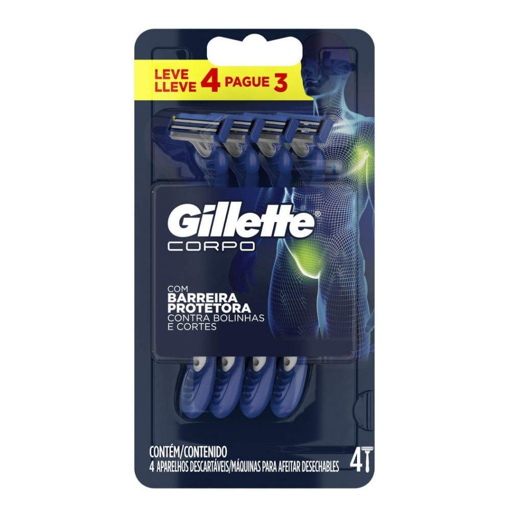 Aparelho de Depilar Gillette Corpo Descartável 4 Unidades