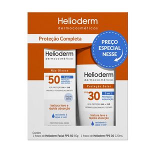 Kit Helioderm Protetor Solar Facial 3 em 1 Fps50 50g + Protetor Solar 2 em 1 Fps30 120ml