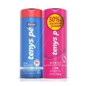 Kit Antisséptico Tenys Pé Baruel Pó Original 100g + Pó Woman 100g