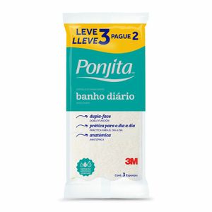 Esponja De Banho Ponjita Banho Diário 3 Unidades