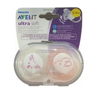 Chupeta Philips Avent Ultra Soft 0-6 Meses Scf222/04 Decorada Menina 2 Unidades