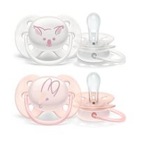Chupeta Philips Avent Ultra Soft 0-6 Meses Scf222/04 Decorada Menina 2 Unidades