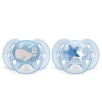 Chupeta Philips Avent Ultra Soft 6-18 Meses Scf223/03 Decorada Menino 2 Unidades