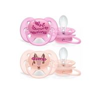 Chupeta Philips Avent Ultra Soft 6-18 Meses Scf223/04 Decorada Menina 2 Unidades