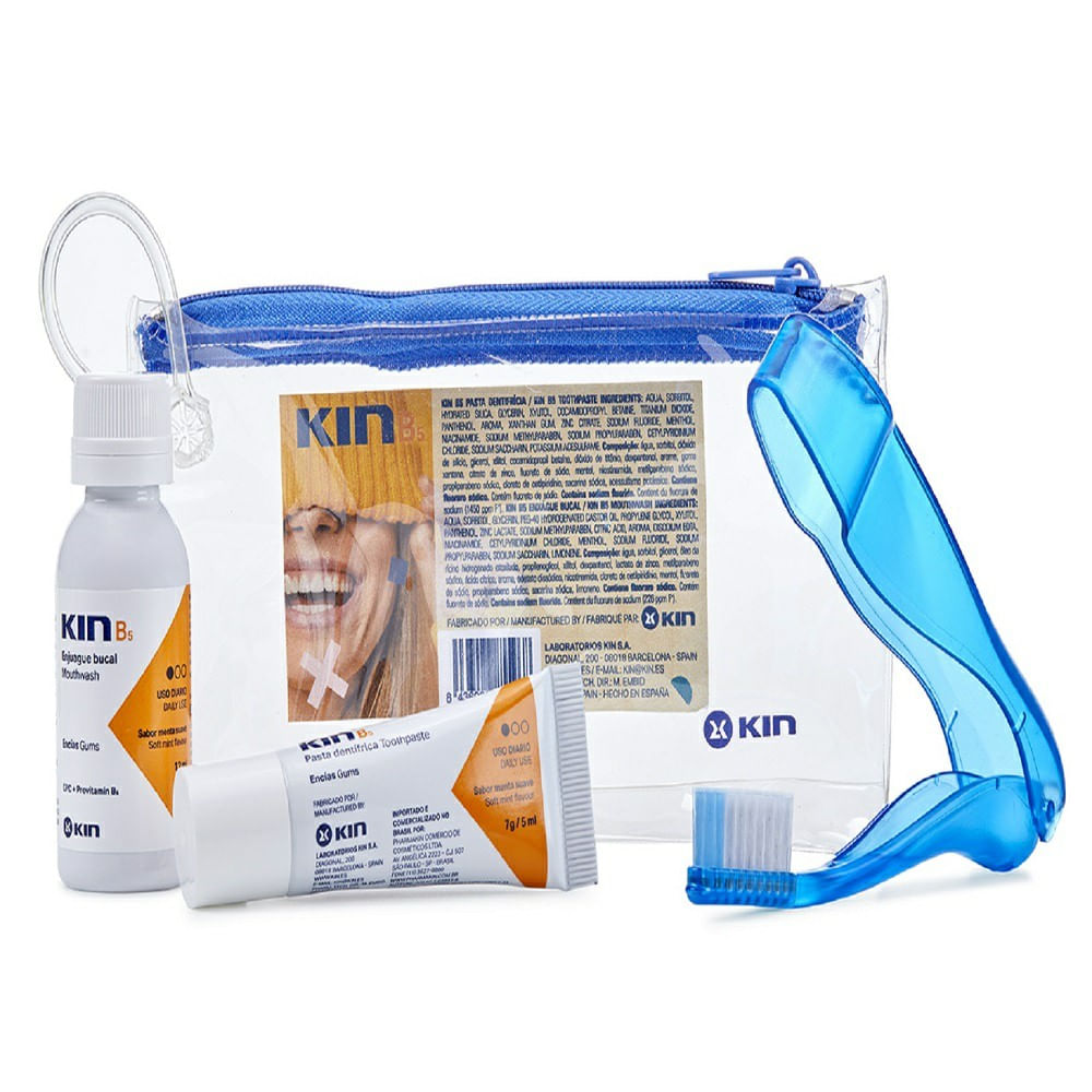 Kit Kin B5 Viagem 1 Enxaguatório Bucal 12ml + 1 Creme Dental 7g + 1