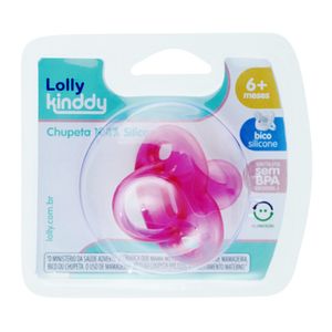 Chupeta De Silicone Lolly Kinddy 6+ Meses Rosa 1 Unidade