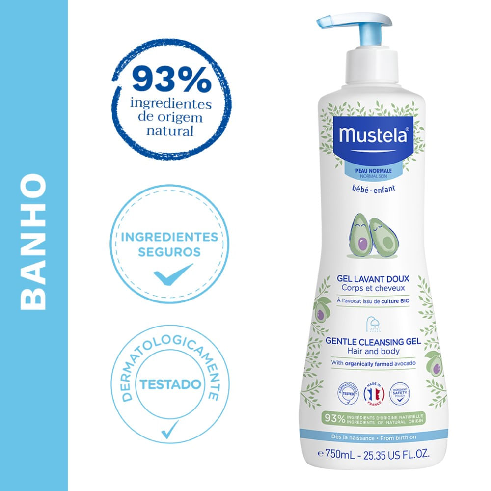 Gel De Lavagem Suave Mustela Bebê Para Cabelos E Corpo 750ml - Drogaria ...