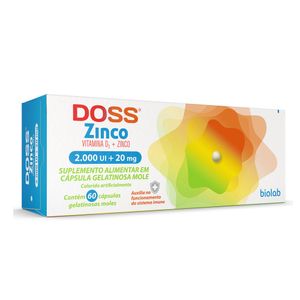 Suplemento Alimentar Doss Zinco 2.000Ui + 20mg Biolab 60 Cápsulas