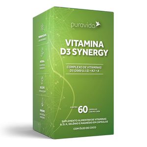 Suplemento Alimentar Puravida Vitamina D3 Synergy 60 Cápsulas