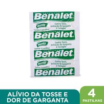 Pastilhas Para Garganta Benalet Sabor Menta 4 Pastilhas