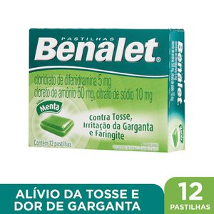 Pastilhas Para Garganta Benalet Sabor Menta 12 Pastilhas