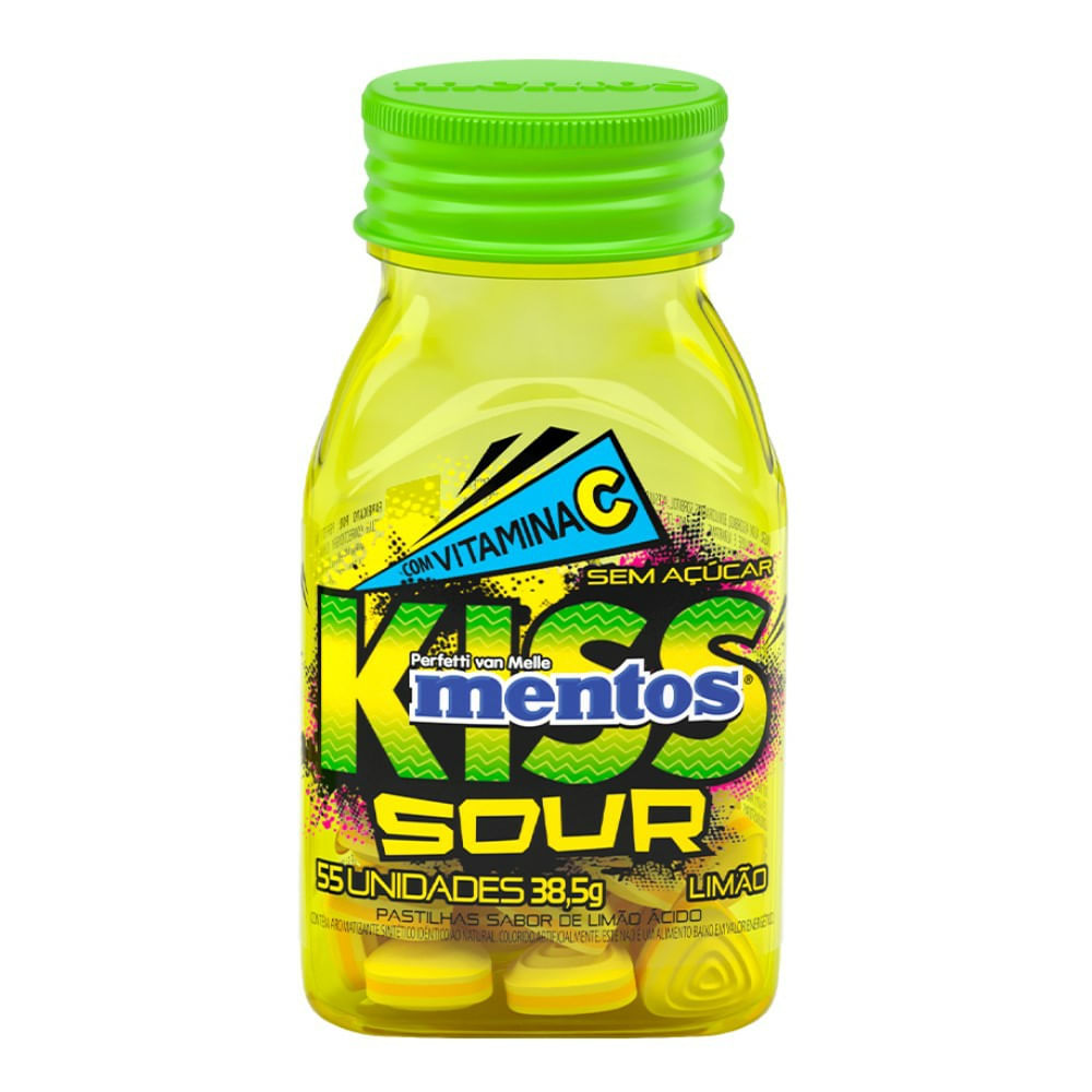 Pastilhas Mentos Kiss Sour Limão 38,5g
