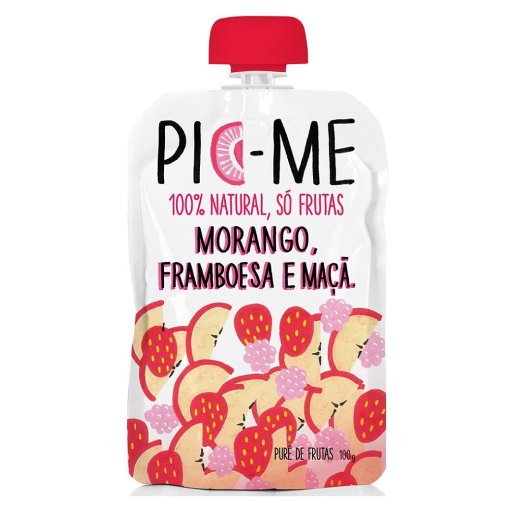Purê De Frutas Pic-Me Morango, Framboesa e Maçã 100g