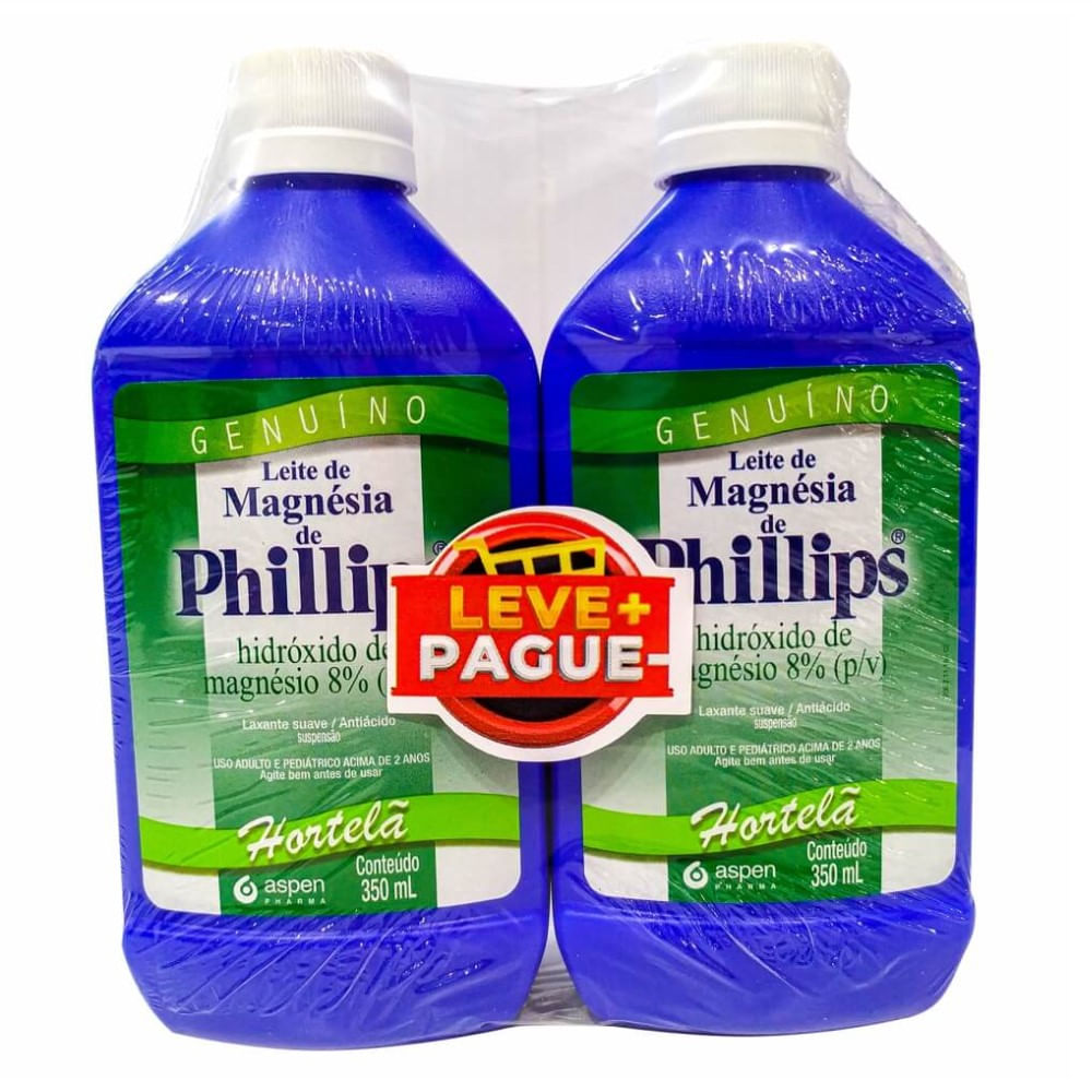 Leite Magnésia Phillips Hortelã 2 Unidades de 350ml Cada