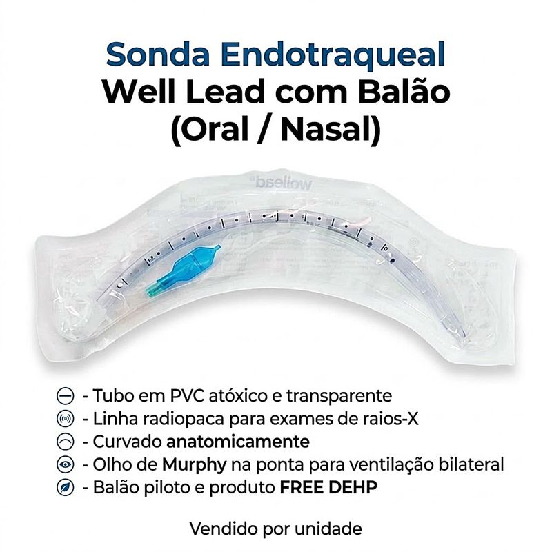 Sonda Endotraqueal com Balão 75mm Well Lead - unidade