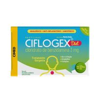 Pastilha De Garganta Ciflogex Diet 3mg Menta e Limão 12 Pastilhas