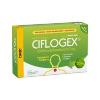 Pastilha De Garganta Ciflogex 3mg Cimed Menta e Limão 12 Pastilhas