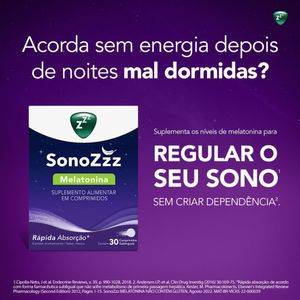 Suplemento Alimentar Sonozzz Melatonina 60 Comprimidos Sublinguais