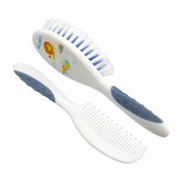 Kit Escova e Pente Para Cabelo Kuka Soft Azul