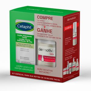 Loção Hidratante Facial Cetaphil Ácido Hialurônico 88ml + Sabonete Em Espuma Dermotivin Salix 130ml