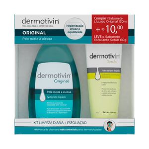 Sabonete Líquido Dermotivin Original 120ml + Sabonete Cremoso Esfoliante Dermotivin Scrub 60g