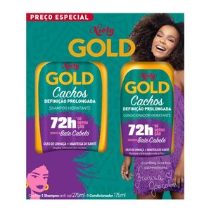 Kit Niely Gold Cachos Definição Prolongada 72h Shampoo 275ml + Condicionador 175ml
