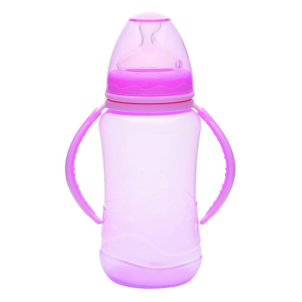 Mamadeira Kuka Aquarela Big Orto Nº2 Com Alça Rosa 330ml