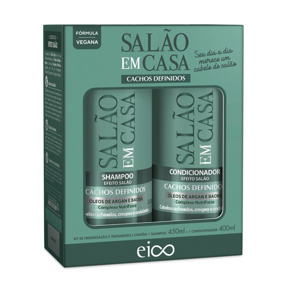 Kit Eico Salão Em Casa Cachos Definidos Shampoo 450ml + Condicionador 400ml