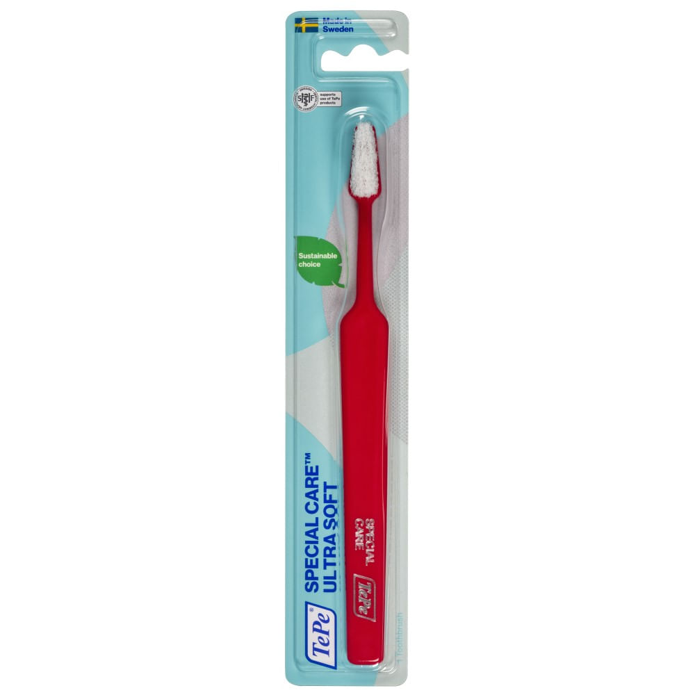 Escova Dental TePe Special Care Tradicional Pós Cirúrgica Vermelha 1 Unidade
