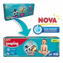 Fralda Looping Looney Tunes Mega XG 26 Unidades
