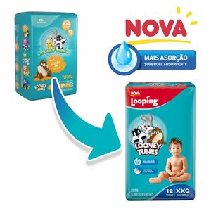 Fralda Looping Looney Tunes XXG 12 Unidades
