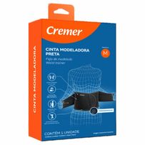 Cinta Modeladora Creme Preta M Com Velcro Anti Bolinha 1 Unidade