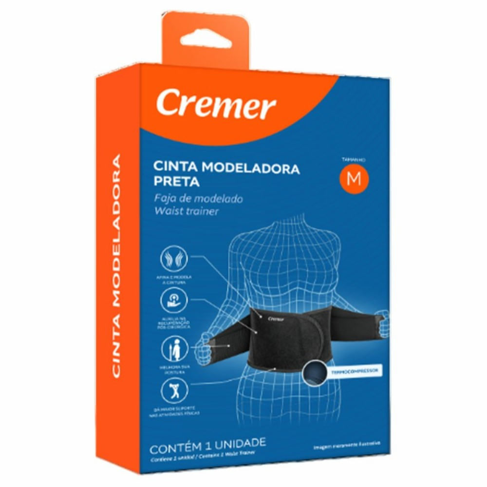 Cinta Modeladora Creme Preta M Com Velcro Anti Bolinha 1 Cinta Modeladora Creme Preta M Com Velcro Anti Bolinha 1