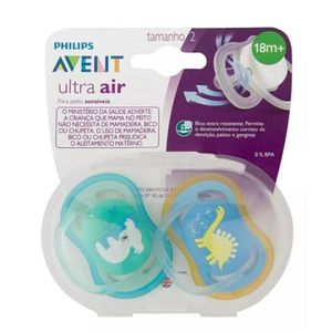 Chupeta Philips Avent Ultra Air +18 Meses Azul Scf349/11 - 2 Unidades