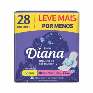 Absorvente Externo Diana Noturno Suave Com Abas 28 Unidades