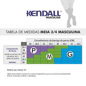 Meia 3/4 Kendall Masculina Panturrilha Média Compressão Cor Marinho M 18-21mmHg 1802 - 1 Par