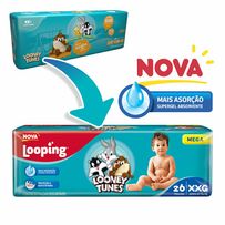 Fralda Looping Looney Tunes Mega XXG 26 unidades